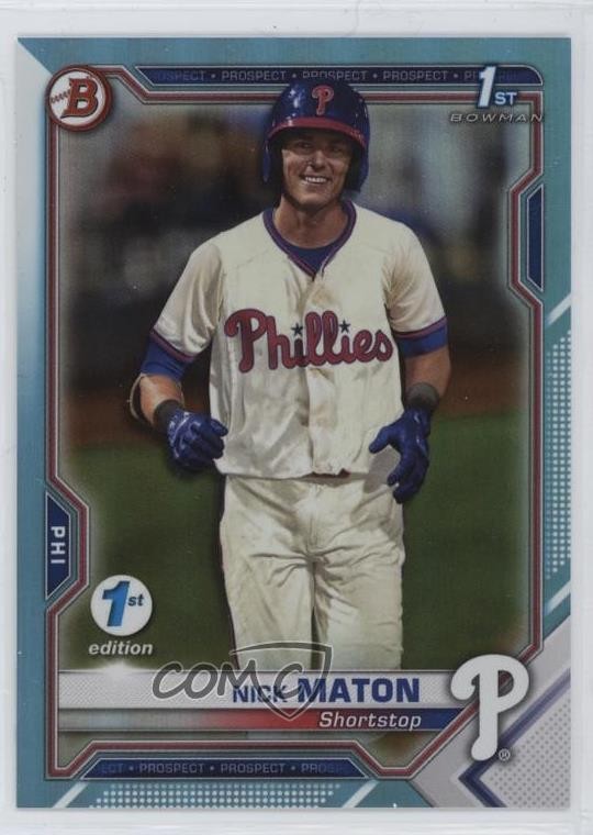 2021 Bowman 1st Edition Sky Blue Foil Nick Maton #BFE-5 1m01