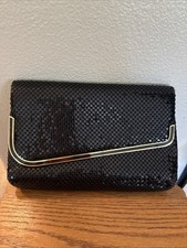 Vintage La Regale Womens 1980s Black Metal Mesh Chainmail Clutch Purse