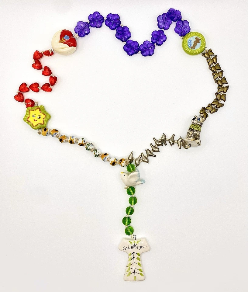 Collar Cruz Rosario Cerámica Brezo Goldmin Esmalte Caprichoso Núcleo Casa Cuentas Foto 2 de 4