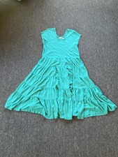 Soft Surroundings Maxi Dress Petite Large Teal Tiered Boho Flowy Style 3FN98