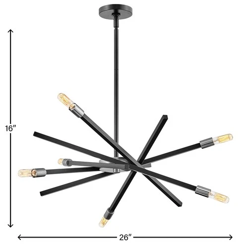 Hinkley Archer 26" Wide Satin Black Modern 6-Light Pendant Light - Picture 4 of 8