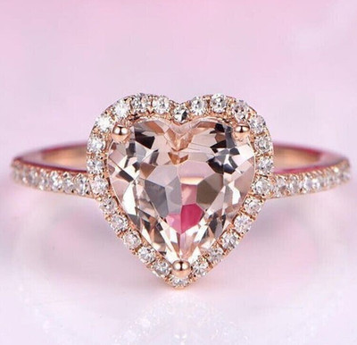 4 Ct Certified Heart Shape Natural Champagne Diamond Ring VVS1 Rose Gold Finish