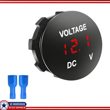 Mini Round Digital Voltmeter Gauge Dc 12v 24v Waterproof Led Voltage Color Red