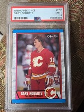 PSA 9 MINT HOCKEY CARD 1989 OPC O-PEE-CHEE HOF GARY ROBERTS ROOKIE FLAMES. rookie card picture