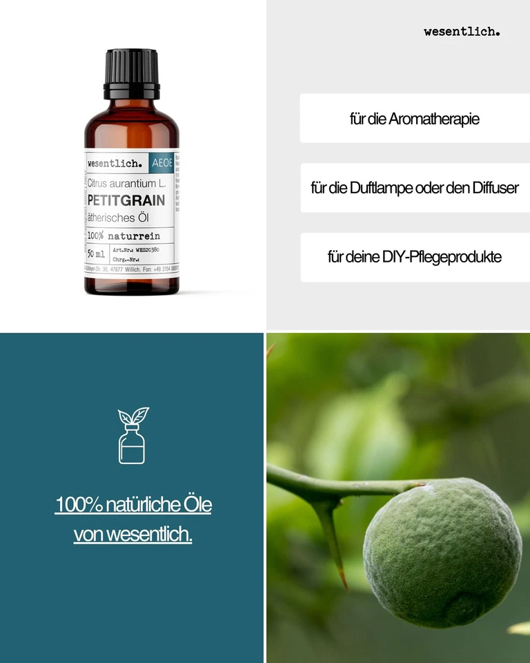 Petitgrain 50ml - ätherisches Öl von wesentlich. - 100% naturrein - Glasflasche - Bild 2 von 4