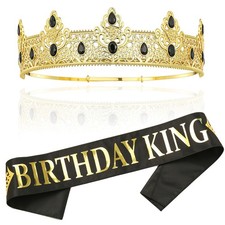 Men's King Crown, Gold Birthday Sash, Prom Party Decoion Gift