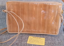 Vintage Lee Sands Eel Eelskin Shoulder Bag Purse Camel Tan EUC w/ Card