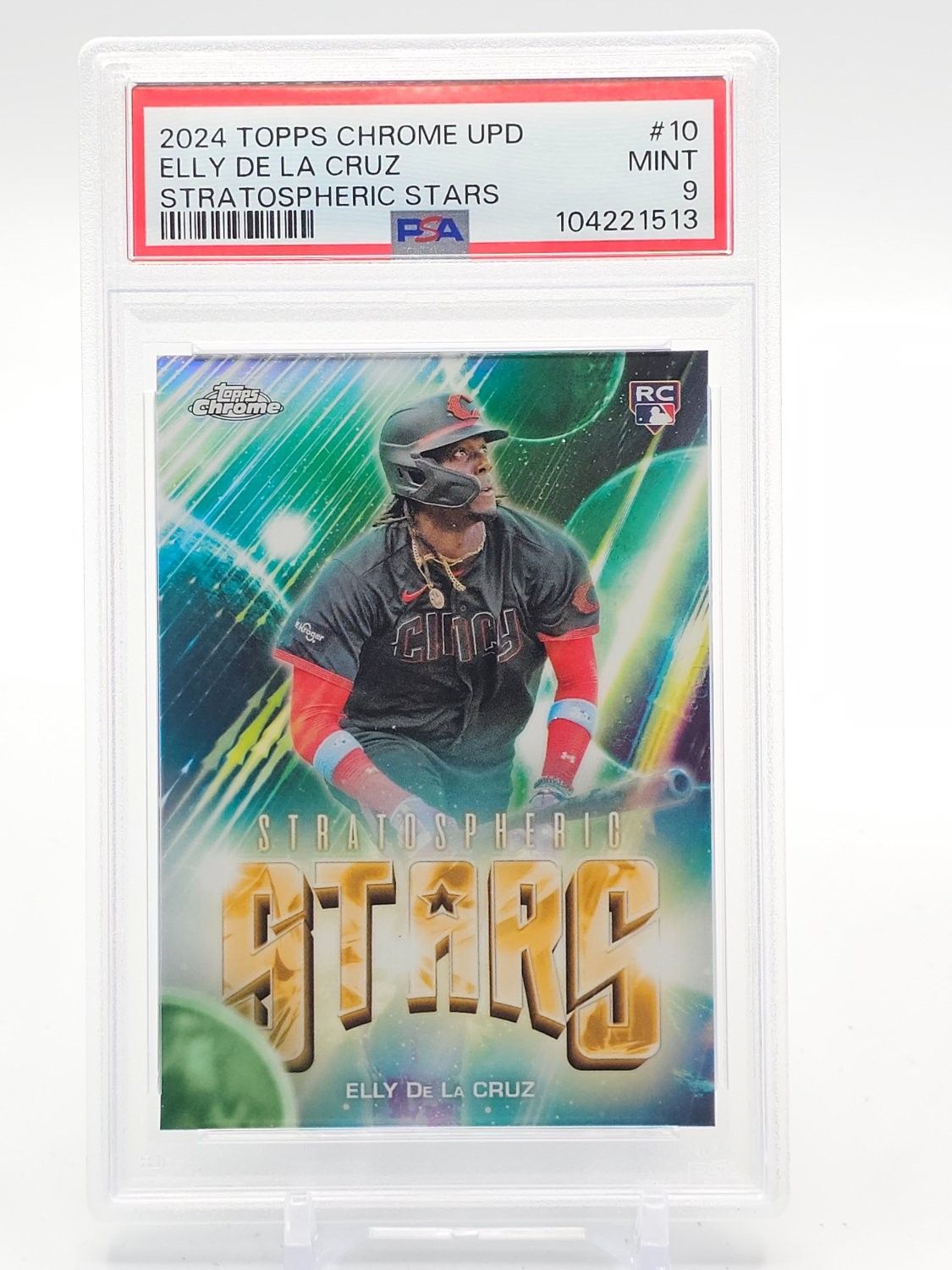 ELLY DE LA CRUZ 2024 TOPPS CHROME UPDATE STRATOSPHERIC STARS PSA 9 Q7437 view 1