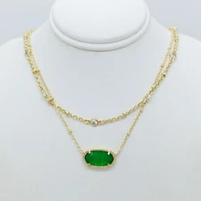 Kendra Scott Elisa Gold Crystal Multi Strand Pendant Necklace in Jade Green
