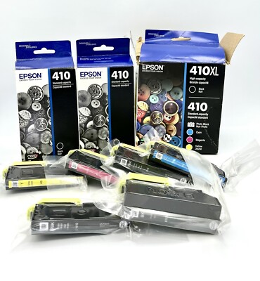 Genuine Epson 410 & 410XL Ink Cartridge Set Exp 04/2023 Sealed Open Box
