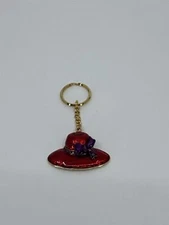 Womens Red Hat Society Purple Gold Tone Key Rung Chain