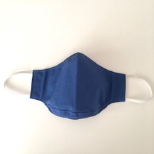 Handmade Adult Cloth Face Mask Royal Blue has nose wire chin piece lined Cotton