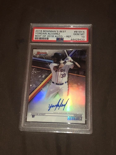 2018 BOWMAN’S BEST YORDAN ALVAREZ RC ROOKIE REFRACTOR AUTO PSA 10 GEM MINT RARE