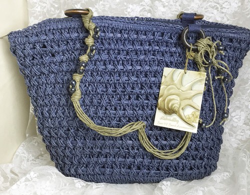 Sun 'N' Sand Natural Shoulder Bag Tote Purse 10" x 14" x 4" Beaded Handles NWT