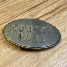 Vintage Unbranded Solid Brass Country Music Belt Buckle Western Cowboy KG JD