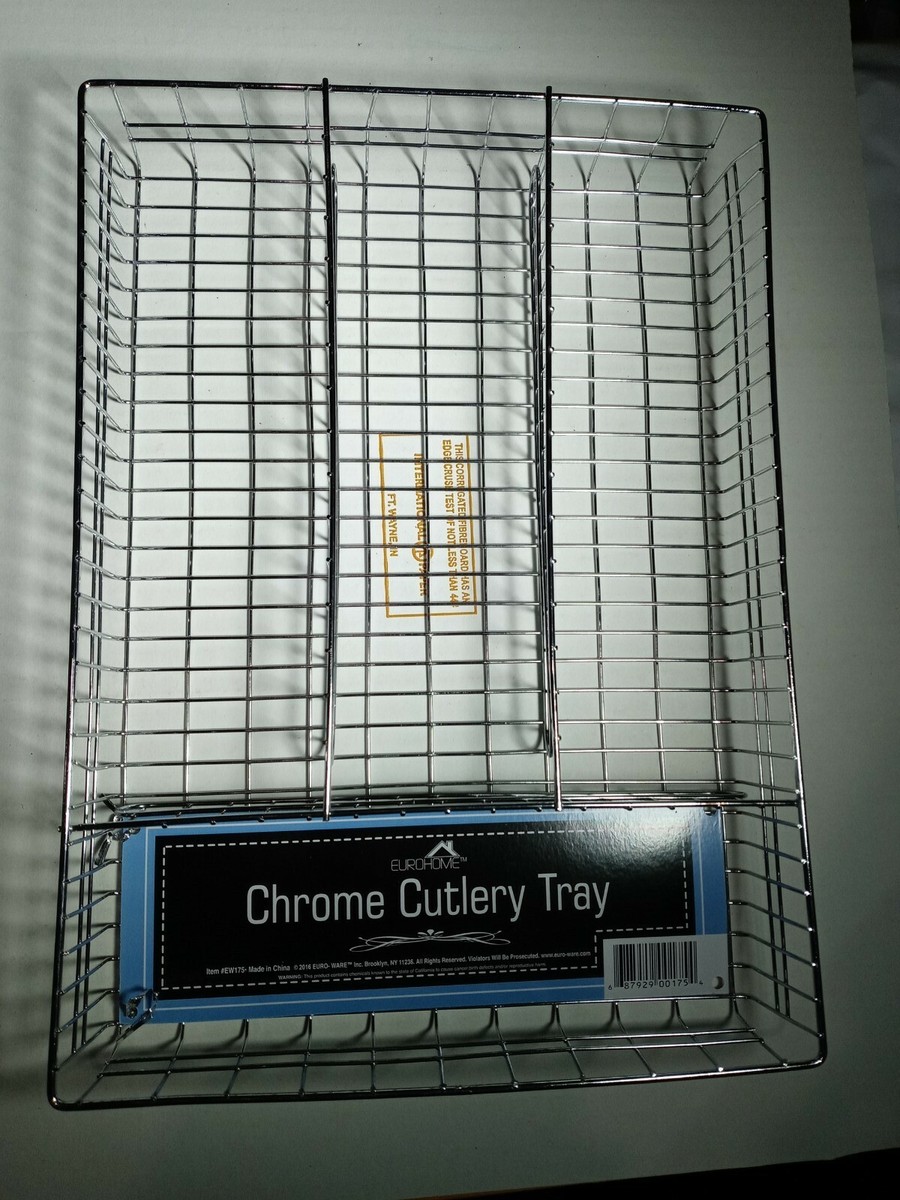 4 Compartment Chrome Plated Cutlery Tray Organiser Holder