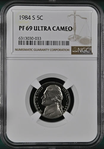 :1984-S 5C JEFFERSON NICKEL PROOF NGC PF 69 ULTRA CAMEO LOW POP R3 HIGH GRADES