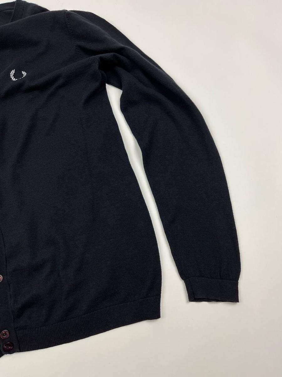 Raf Simons x Fred Perry Black Cotton/Silk Cardigan size S