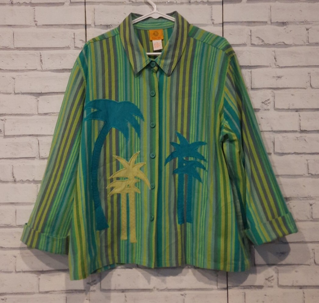 Ruby Rd. Women's Size 18 Button Front Blouse Gree… - image 1