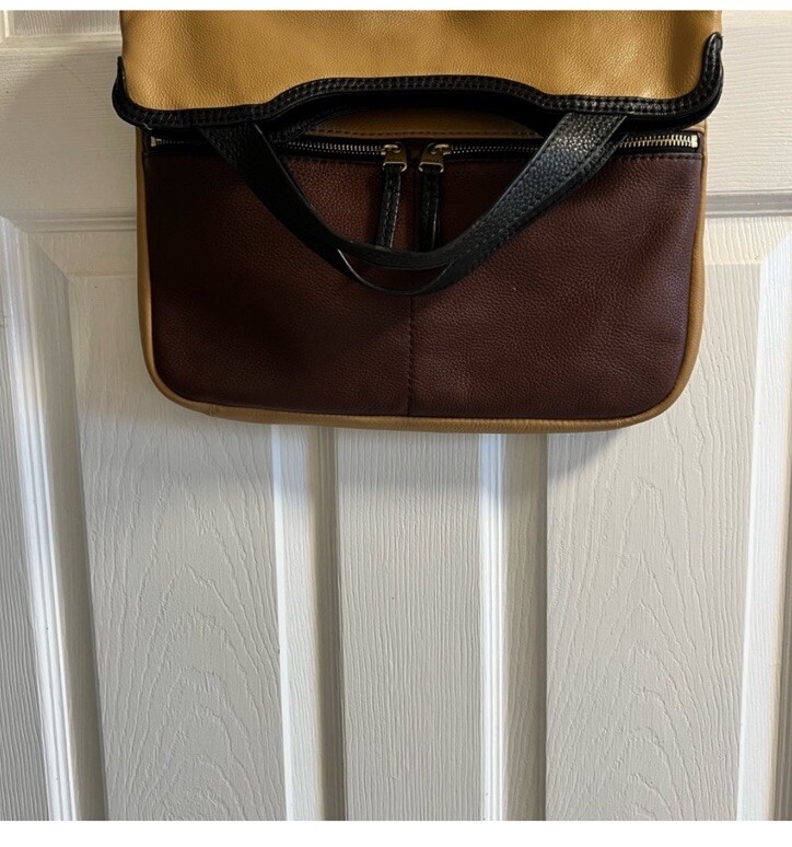 Fossil Brown and Beige Leather Hobo Bag - image 7