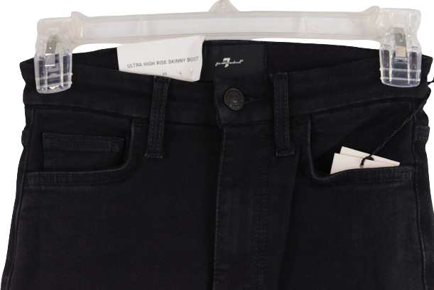 7 Seven For All Mankind High Rise Skinny Bootcut Black Jeans 23 25