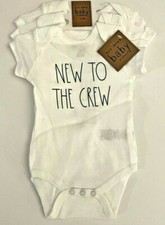 Rae Dunn Baby One Piece Outfit Set of 3 White size 6 - 9 Months Gift Set NWT