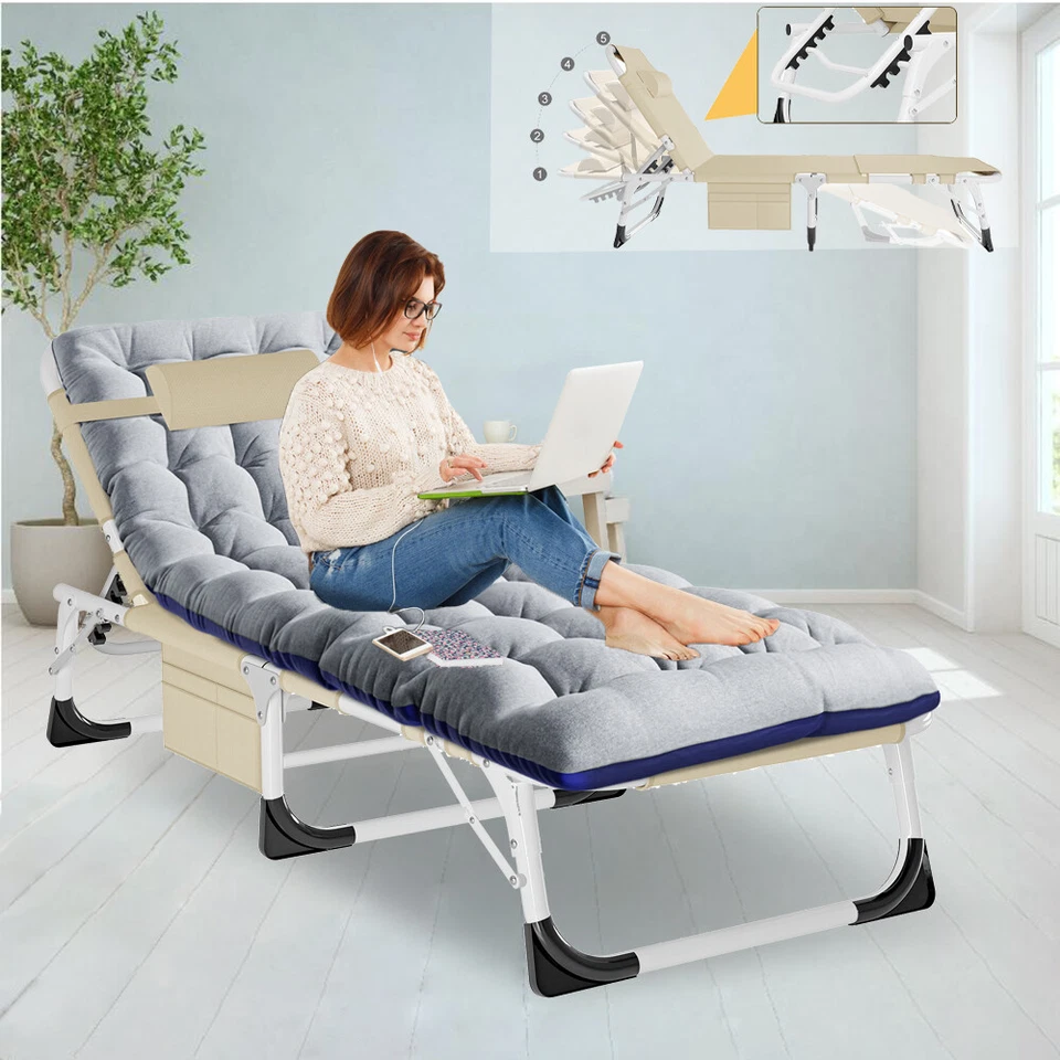 Rollaway Guest Bed Cot Folding Out Campinng Bed Frame with Thick Mattress Pillow - Image 4 of 4