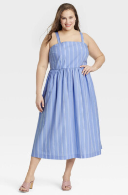 A New Day Women's Cotton Midi Summer Dress Striped 4X