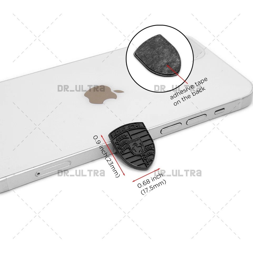 Porsche Interior Dashboard Decorate Badge Mini 1 inch Logo Emblem Black - Image 4 of 4