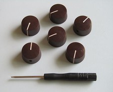 6x Vintage Barrel Guitar AMP Knob Round Amplifier Knobs w/ Set Screw Brown