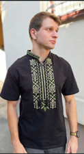 Ukrainian embroidered shirt for man sorochka vyshyvanka of cotton, patriotic