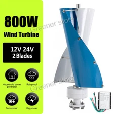 800W Vertical Axis Wind Turbine Generator 12V/24V Controller Home Windmill Kit
