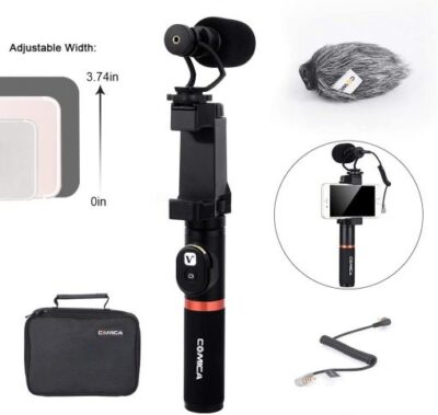 CoMica Metal Mini On-Camera Directional Shotgun Mic Kit w/Bluetooth Controller