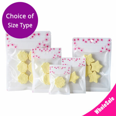 Multi-Size White Glossy Mylar Flat Zipper Bag w/ Window & Printing &Round Hole