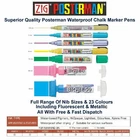 ZIG Posterman Chalk Marker Pens Waterproof Black Whiteboard Glass Metal Plastic