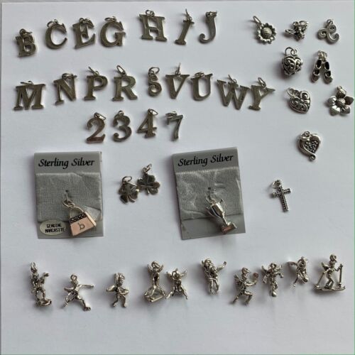 925 Sterling Silver Charms Necklace Pendants Jewelry Making Variety 1 Pc - Afbeelding 1 van 94