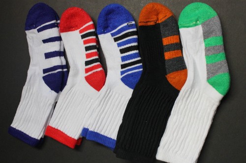 5 PAIRS KID'S COTTON PADDED GRAY CREW SOCKS 4-6 FIT KIDS SHOE 6-11.5 Athletic - Picture 3 of 5
