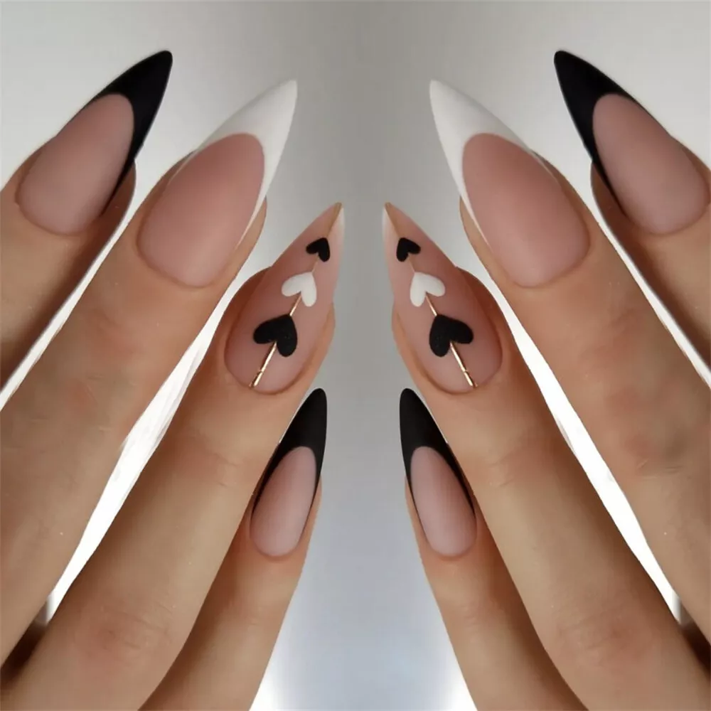 Black and 2024 white nails