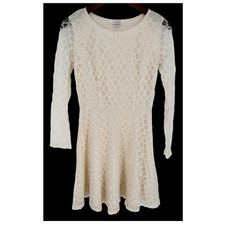 Charming Charlie Cream Lace Fit  Flare Dress Long Sleeve Women's S New NWT
