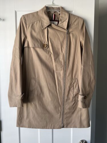 Tommy Hilfiger Trench Coat Women’s Small Beige Zip Up Jacket - Picture 2 of 14