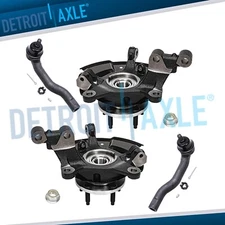 Front Steering Knuckles Wheel Hub Bearing Outer Tie Rods for 2011-2014 Ford Edge