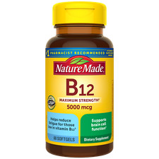 Nature Made Maximum Strength Vitamin B12 Supplement 5000 mcg Softgels 60 Count