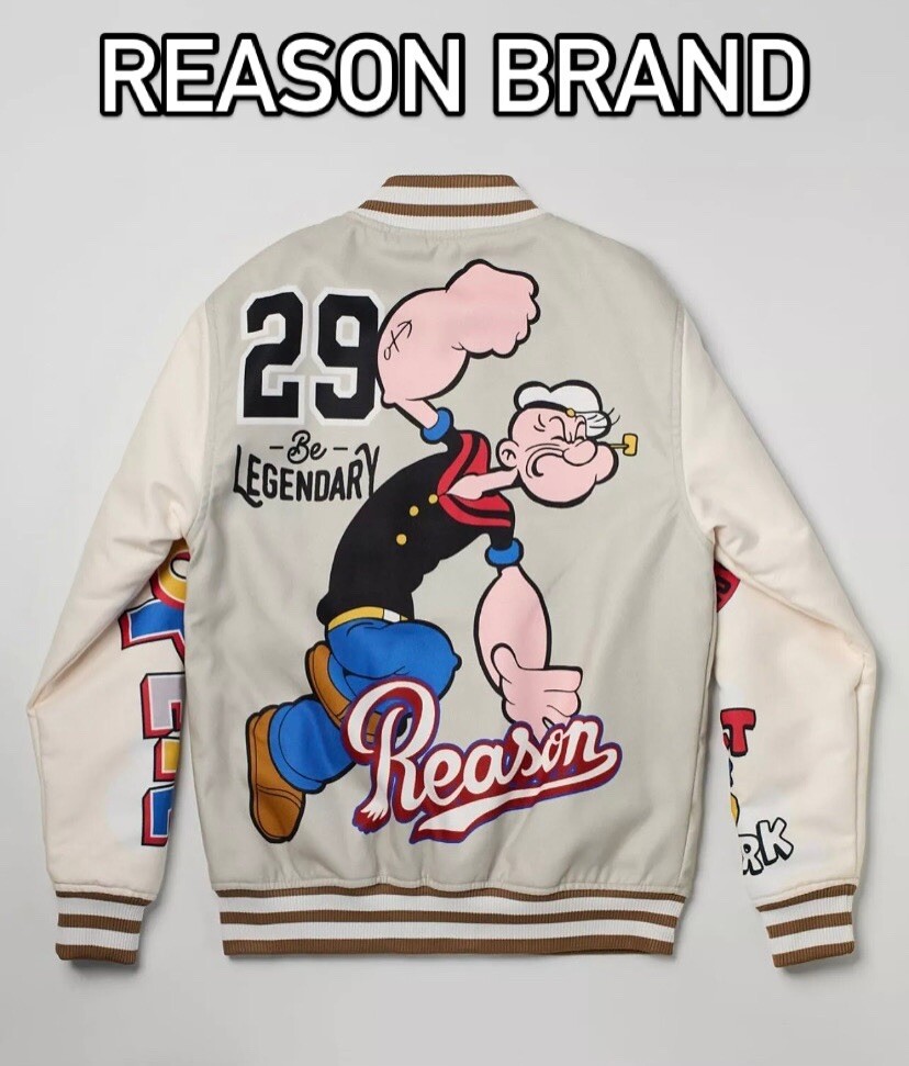 RARE Brand New Men's Popeye wool varsity jacket - khaki Sz RARE Brand New Men's Popeye wool varsity jacket - khaki Sz