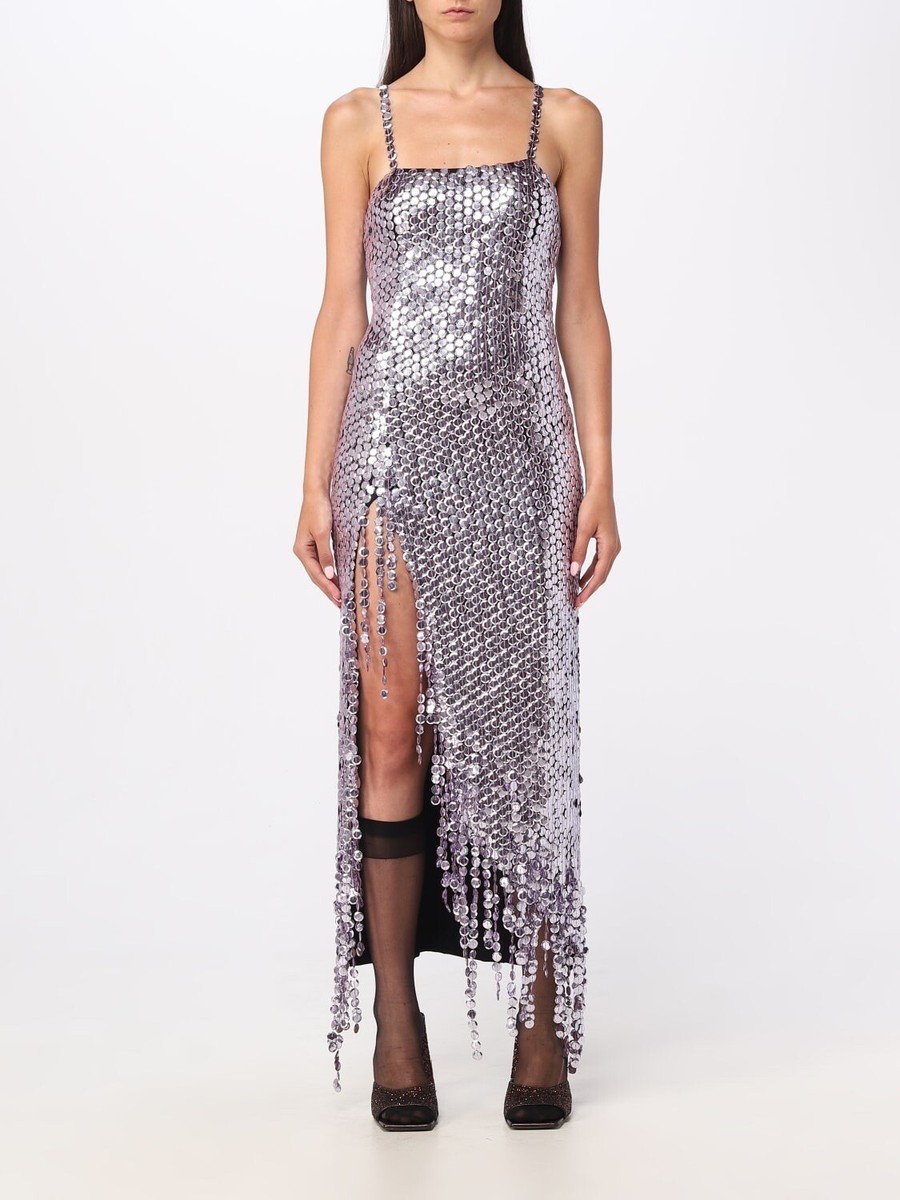 asymmetrical sequin midi dress $3200 The Attico Avery Asymmetric Midi-Dress size 46 /us 10 Macy A-line Short Sleeved refined style and a scoop neckline Color:As Photo （Light Pink）