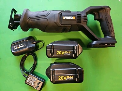 WX500L.9 WORX 20V Power Share Cordless Reciprocating Saw & 2 Batteries & Charger
