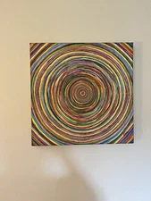 “Concentric Vision” Orig. Acrylic Painting Abstract Art by Lisa Pesiri 18x18x2in