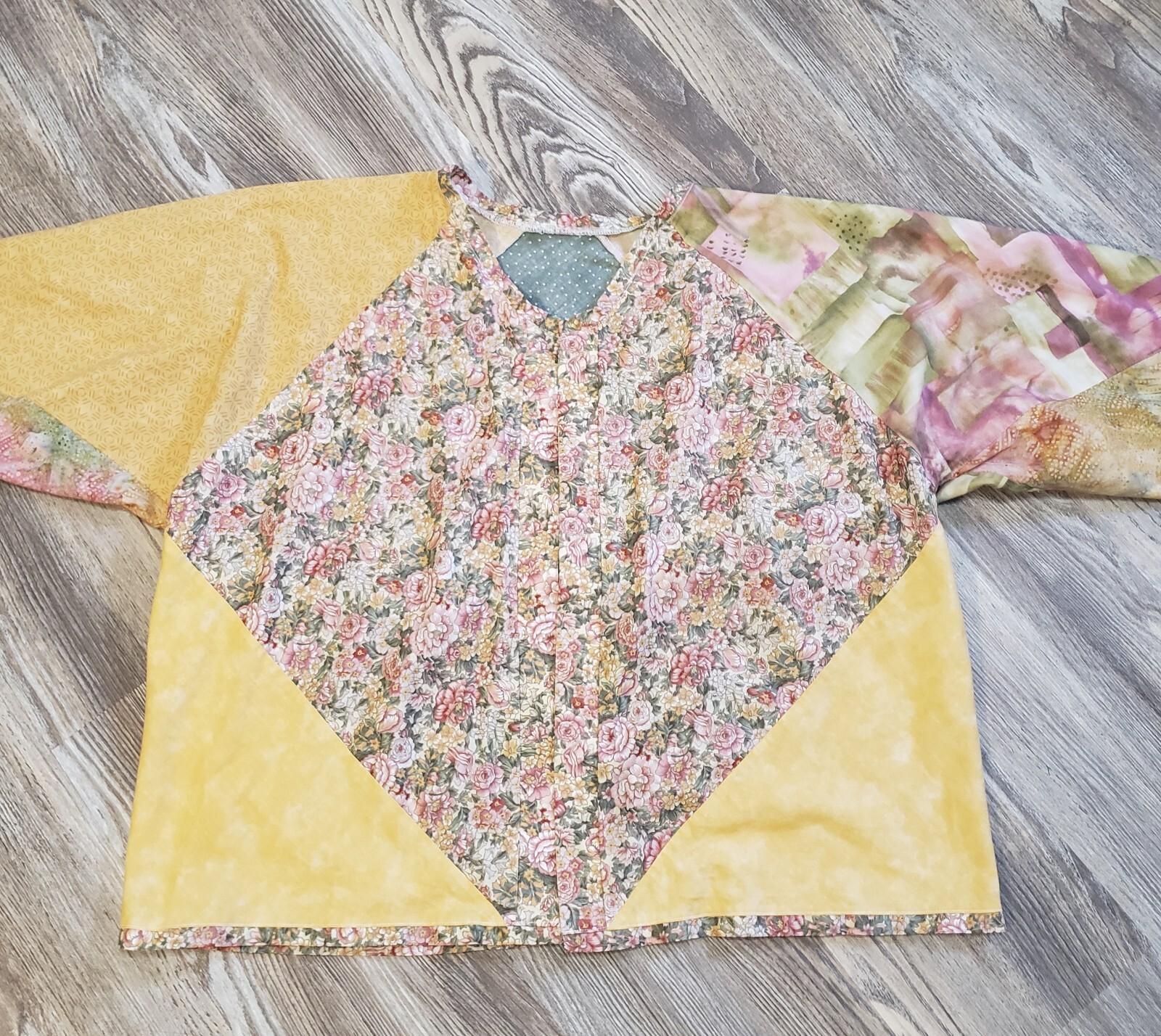 Patchwork Open Front Top Mixed Print Jacket Light… - image 4