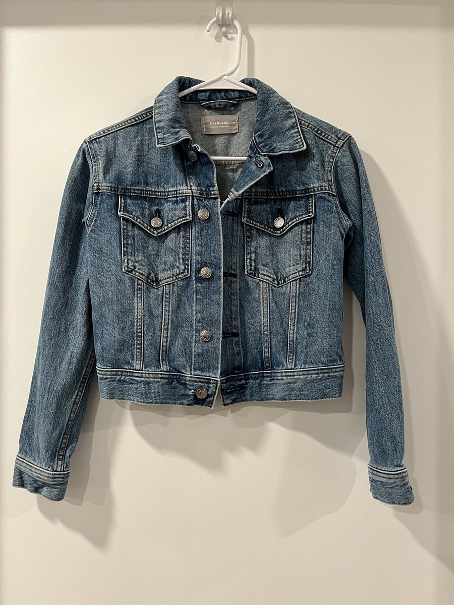 Everlane The Shrunken Denim Jacket in Light Blue Wash Woman sz XS