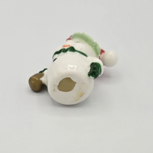 Vtg Snowman in Bowtie and Hat Ornament Ceramic Porcelain Vintage Christmas - Picture 5 of 6