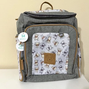 Disney Baby Diaper Bag Winnie the Pooh Jartop Backpack Grey Changing Pad New